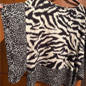 FYLO Monochrome Zebra Pattern Blouse